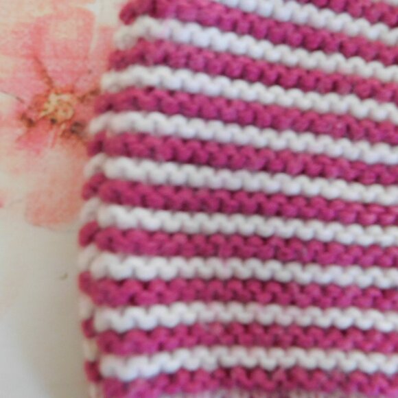 🦔🐾 Pink Striped Fall/Winter Hat with Yellow Pompon - Picture 3 of 7